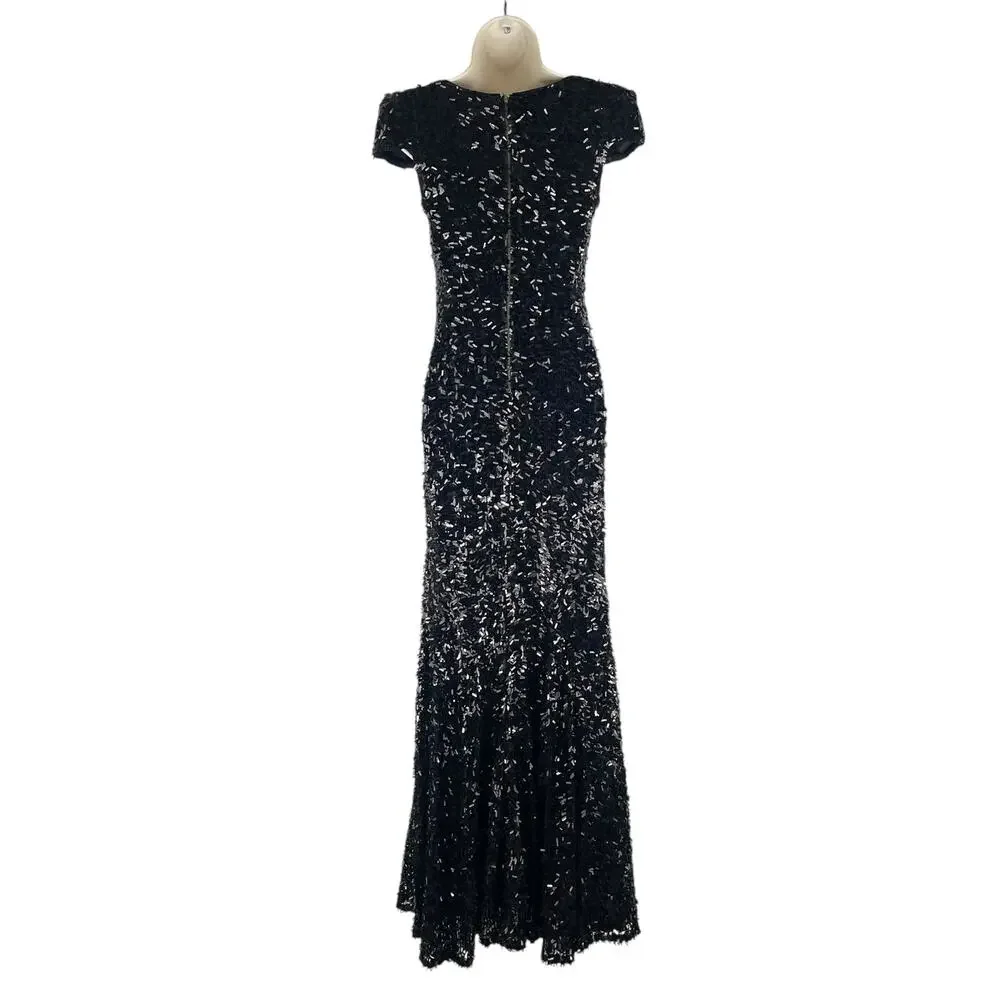 Rachel Gilbert Simone Sequin Embellished Evening Gown Black Size 0